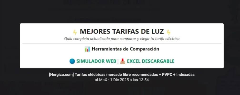 [Nergiza.com] LuzFija.es - Tarifas eléctricas mercado libre recomendadas + PVPC + Indexadas
